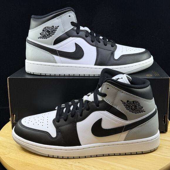 Jordan Other - Nike Air Jordan 1 Mid Shoes White Black Lt Smoke Gray DQ8426-101 Mens Sz 10 NEW